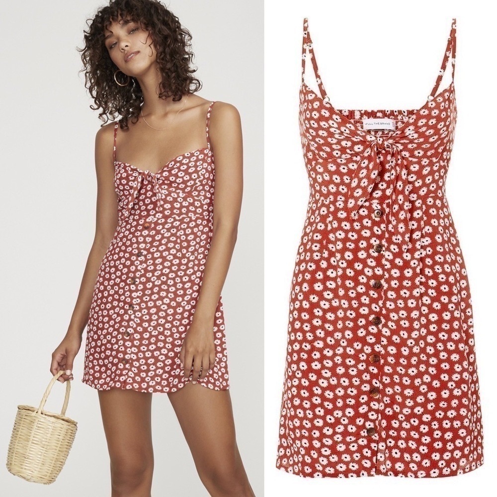 Faithfull the Brand Rodeo Mini Dress Danica Floral Red Small NWT